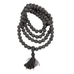 Natural Lava Stone Mala Necklace | Black Volcanic Beads Mala with Tassel | Meditation, Yoga & Healing Jewelry