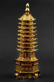 Golden Feng Shui Pagoda Tower Statue – Lucky Wealth & Prosperity Decor for Home & Office
