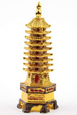 Golden Feng Shui Pagoda Tower Statue – Lucky Wealth & Prosperity Decor for Home & Office