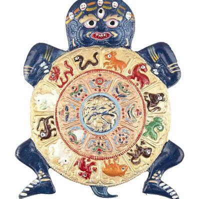 Feng Shui Dragon Turtle with Zodiac Wheel – Wealth, Protection & Good Luck Symbol Decor