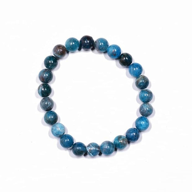 Natural Blue Apatite Crystal Bead Bracelet – Handmade Healing Stone Stretch Bracelet for Men & Women