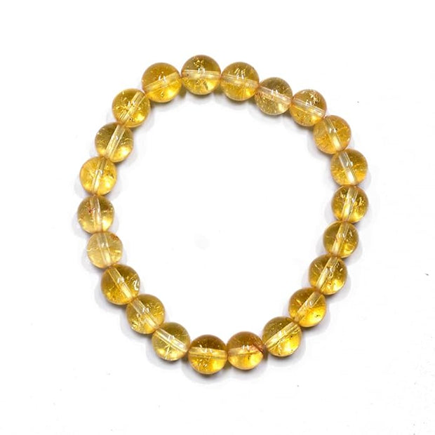 Natural Citrine Crystal Bead Bracelet | Golden Healing Stone Bracelet | Adjustable Energy Bracelet for Men & Women