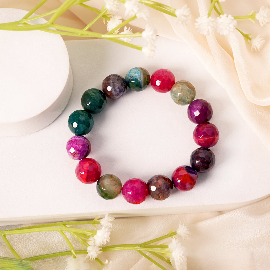 Multi-Color Agate Beaded Bracelet – Healing, Energy & Spiritual Jewelry for Men & Women