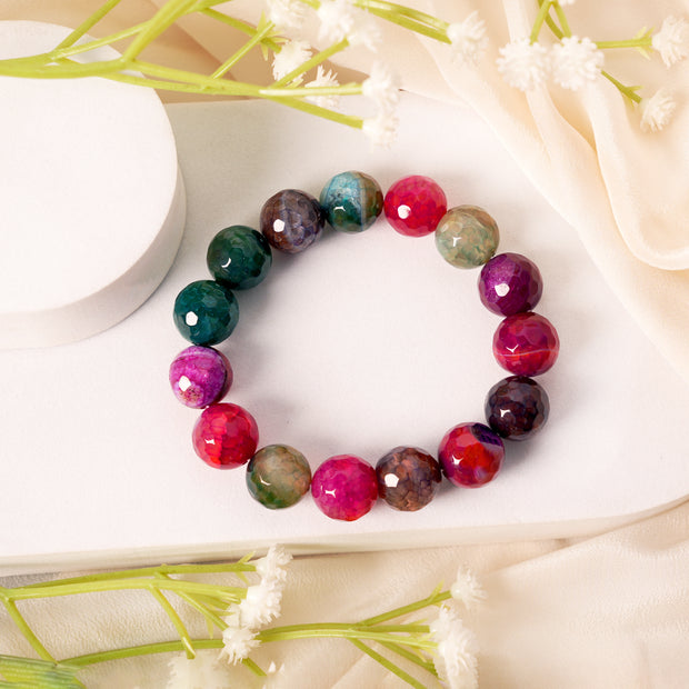 Multi-Color Agate Beaded Bracelet – Healing, Energy & Spiritual Jewelry for Men & Women