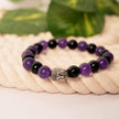 Amethyst & Black Onyx Bracelet with Buddha Charm – Spiritual Healing & Meditation Jewelry