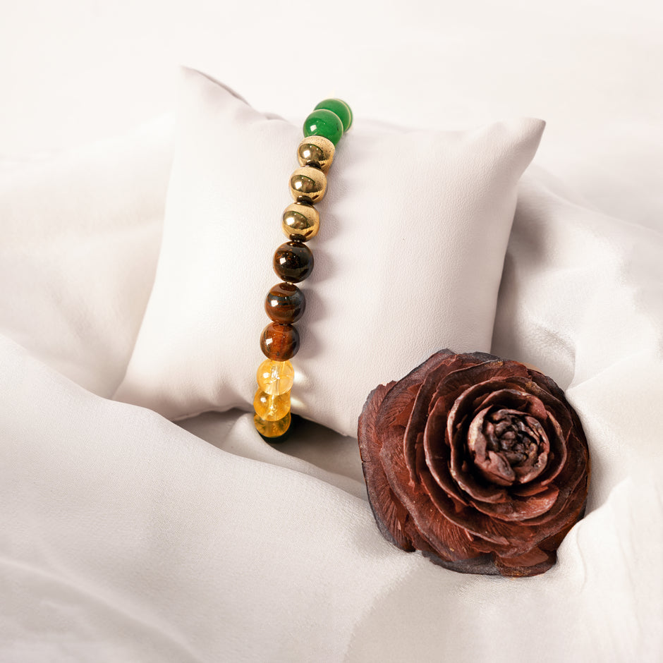 Multi-Gemstone Bracelet with Gold Accents – Healing & Energy Jewelry for Men & Women