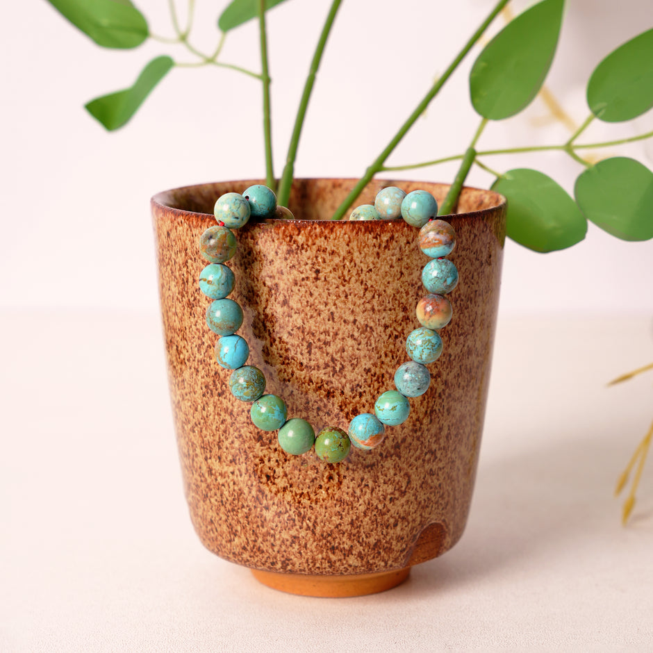 Turquoise Stone Healing Bracelet – Natural Gemstone Beaded Jewelry for Energy & Style