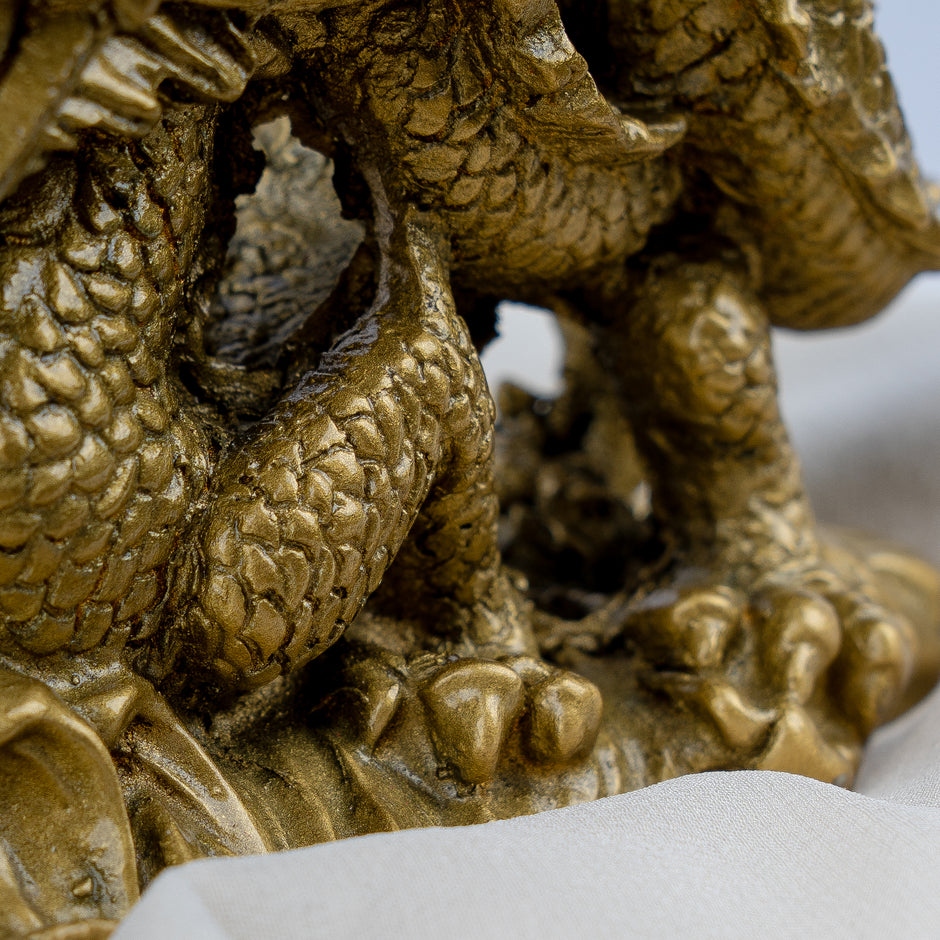 Golden Dragon with Crystal Ball Idol | Feng Shui Wealth & Protection Statue | Lucky Home & Office Decor