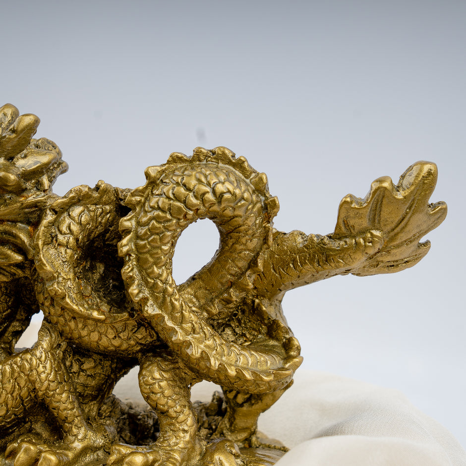 Golden Dragon with Crystal Ball Idol | Feng Shui Wealth & Protection Statue | Lucky Home & Office Decor