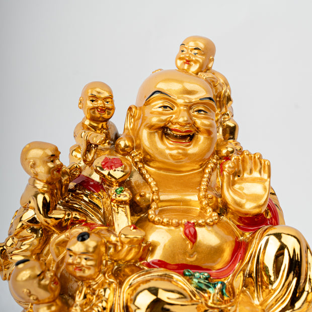 Golden Laughing Buddha Idol for Wealth & Prosperity | Feng Shui Lucky Buddha Statue | Home & Office Decor