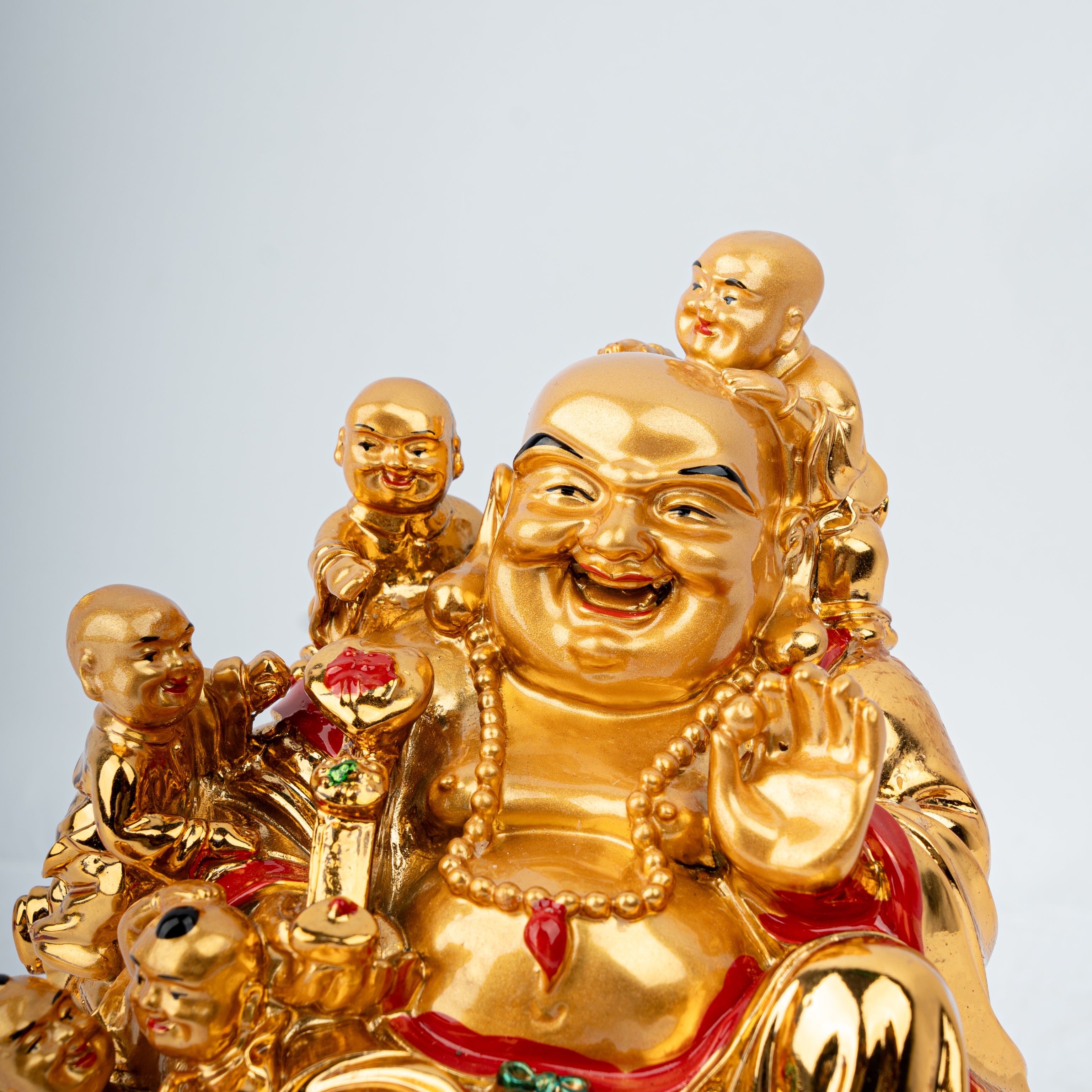 Golden Laughing Buddha Idol for Wealth & Prosperity | Feng Shui Lucky Buddha Statue | Home & Office Decor