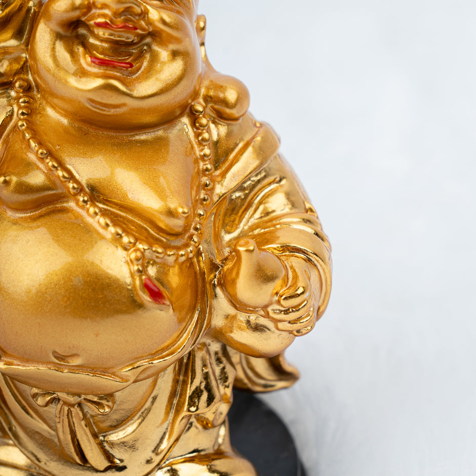 Golden Laughing Buddha Idol for Wealth & Prosperity | Feng Shui Lucky Buddha Statue | Home & Office Decor
