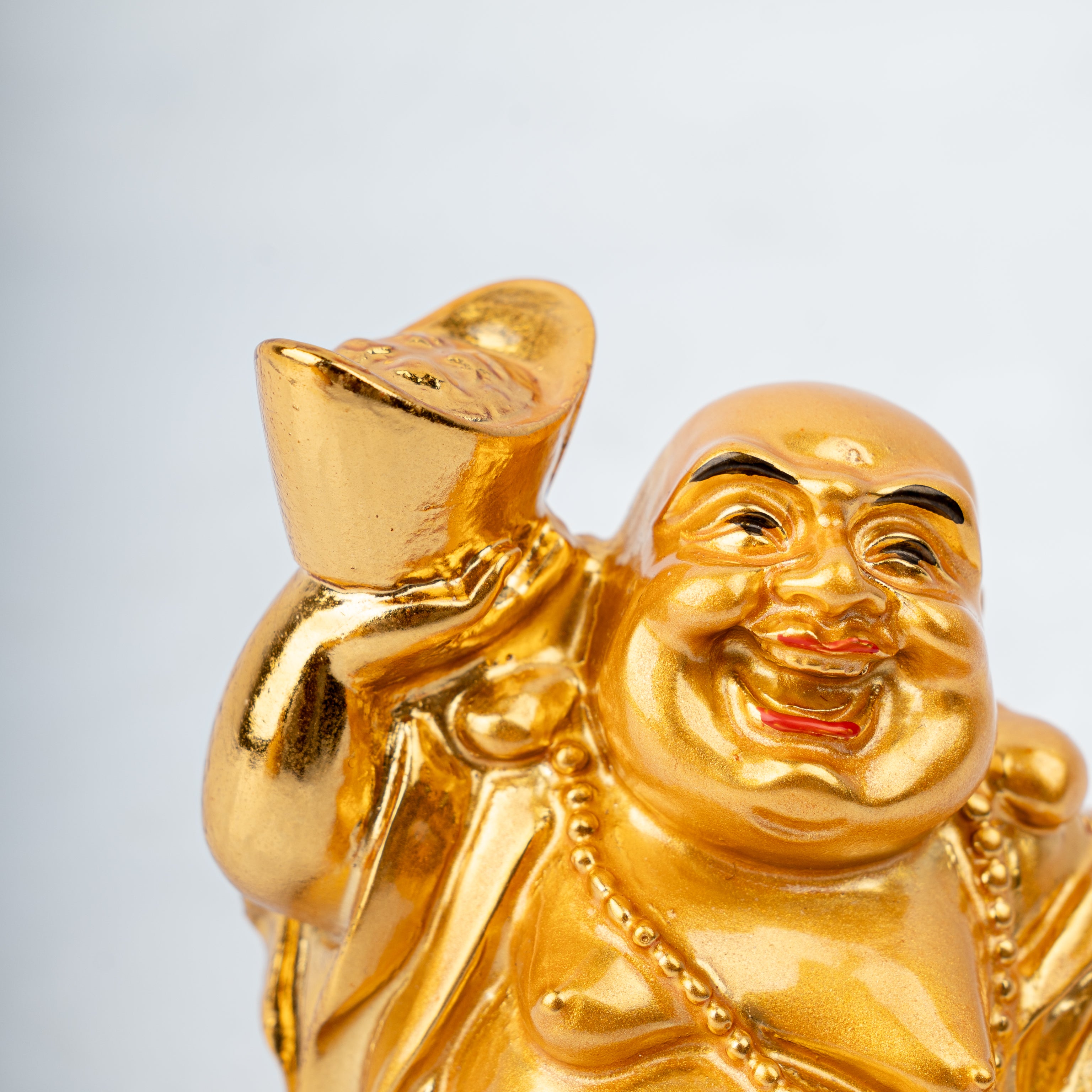 Golden Laughing Buddha Idol for Wealth & Prosperity | Feng Shui Lucky Buddha Statue | Home & Office Decor