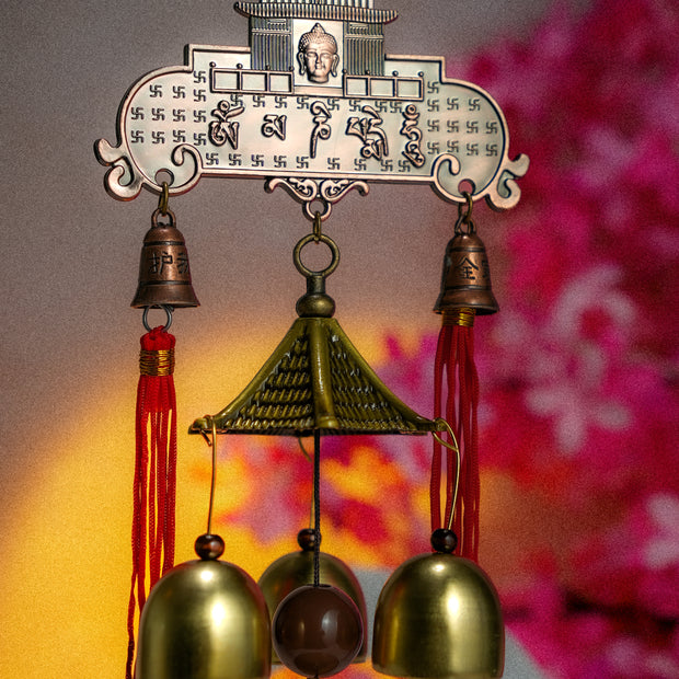 Handcrafted Wind Chime Hanging with Bells & Lantern Design | Decorative Wall & Door Hanging | Festive Home Decor