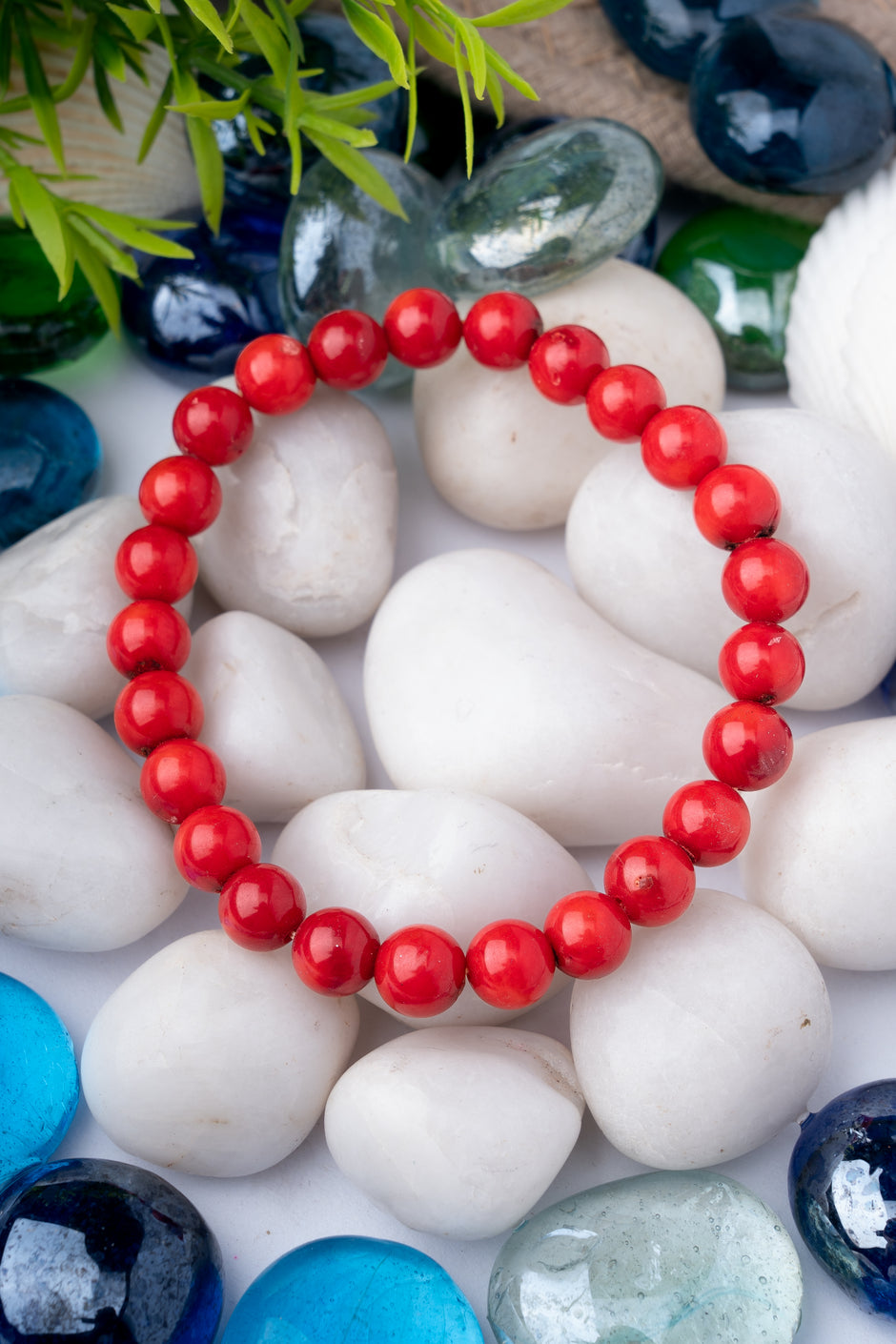 Red Coral Beaded Bracelet – Protection, Energy & Vitality Jewelry for Men & Women