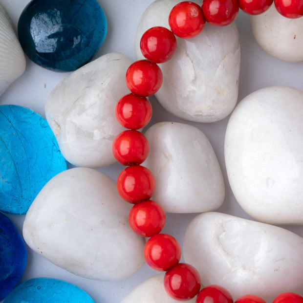 Red Coral Beaded Bracelet – Protection, Energy & Vitality Jewelry for Men & Women