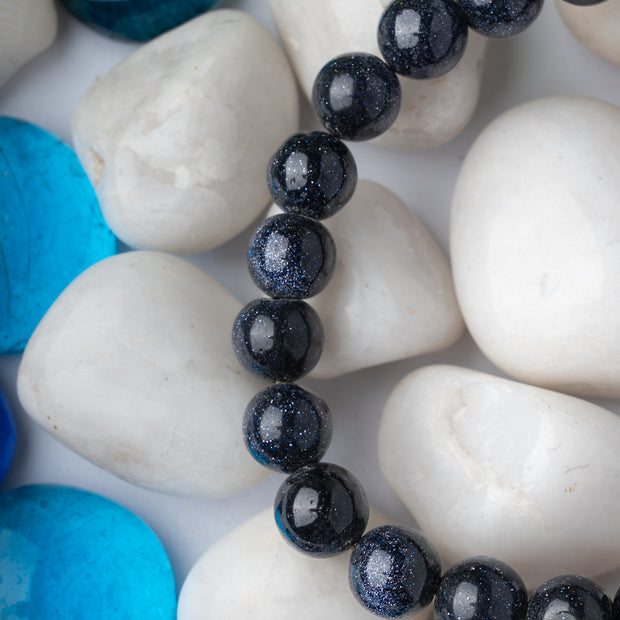 Blue Goldstone Beaded Bracelet – Protection, Energy & Focus Jewelry for Men & Women