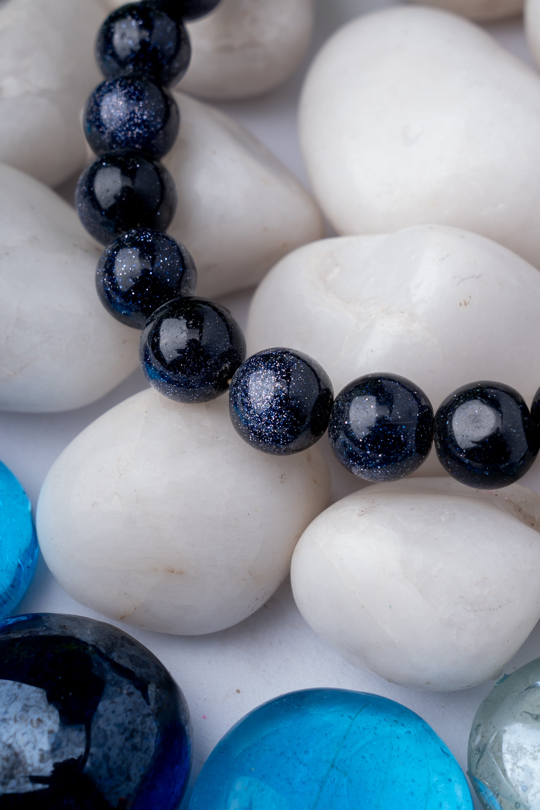 Blue Goldstone Beaded Bracelet – Protection, Energy & Focus Jewelry for Men & Women