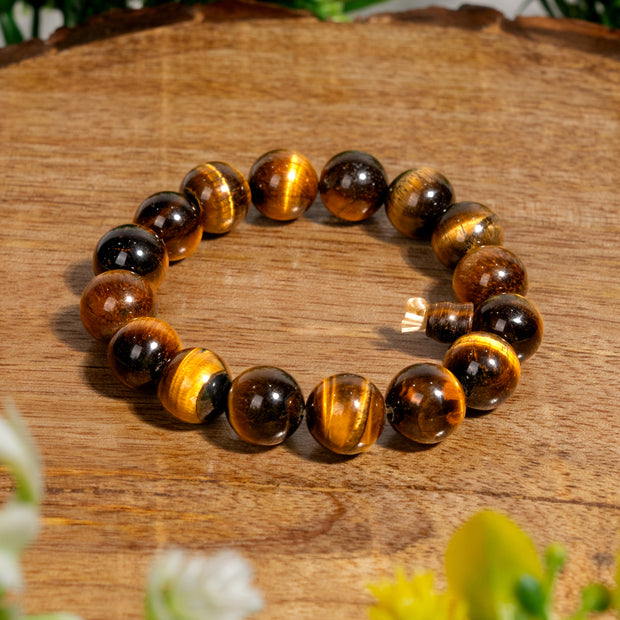 Tiger’s Eye Beaded Bracelet – Protection, Confidence & Positive Energy Jewelry for Men & Women