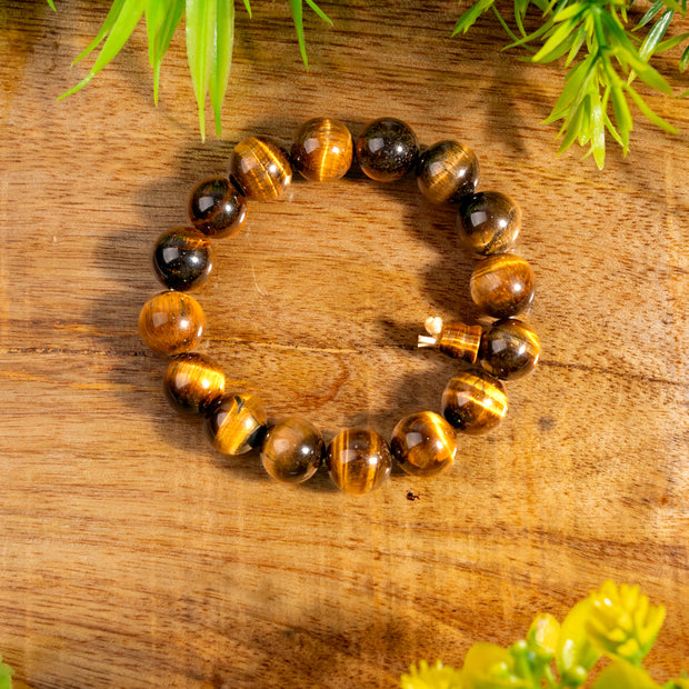 Tiger’s Eye Beaded Bracelet – Protection, Confidence & Positive Energy Jewelry for Men & Women