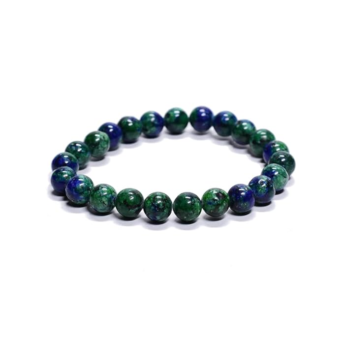 Blue Green Natural Stone Beads Bracelet – Healing Crystal Wrist Band | Stylish Meditation & Energy Bracelet