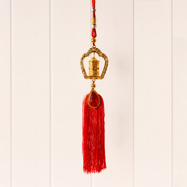 Luxury Golden Decorative Hanging with Red Tassel | Festive Wall & Door Decor | Auspicious Home Decoration