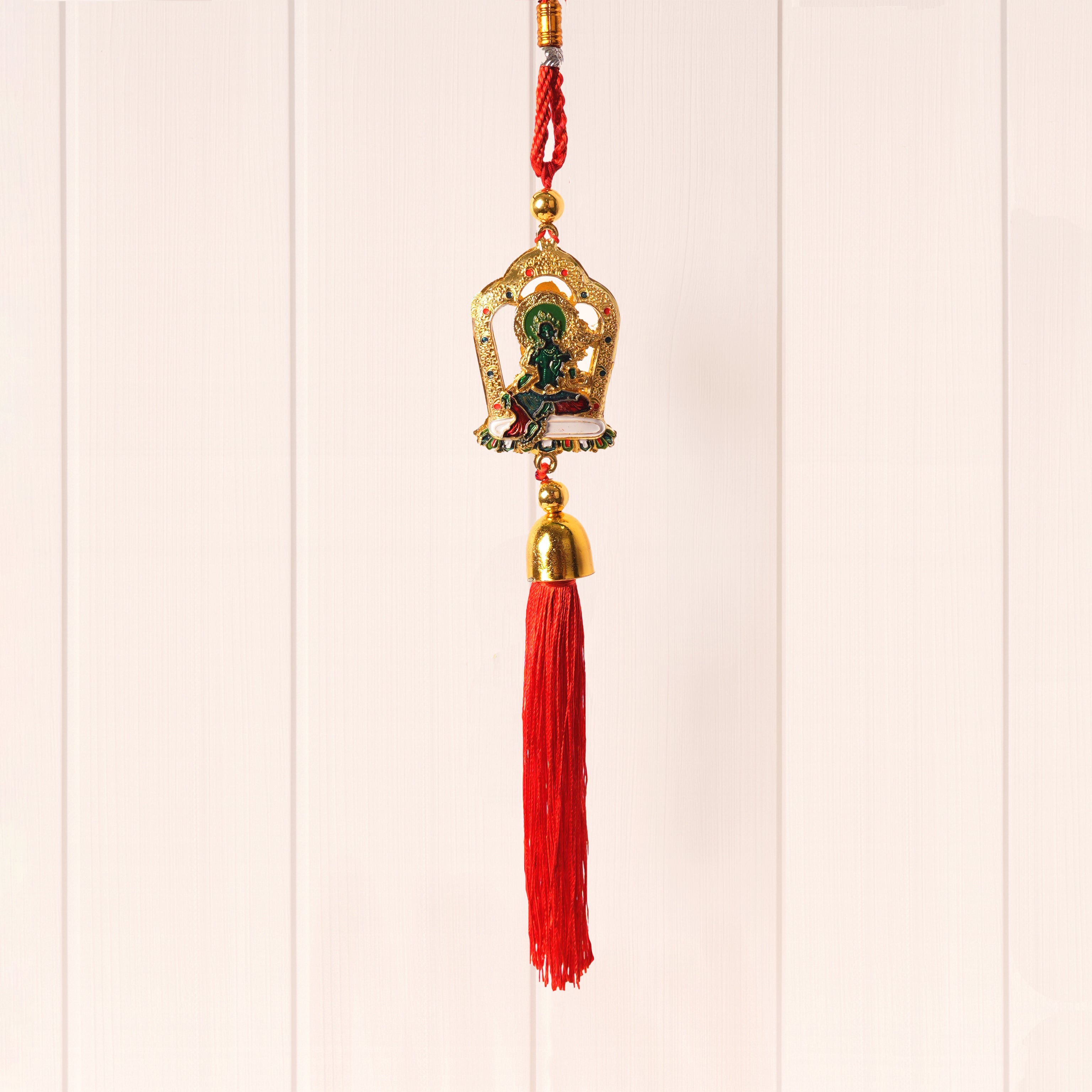 Lord Ganesha Wall Hanging with Bell & Red Tassel – Lucky Entrance Hanging for Home, Vastu & Spiritual Décor