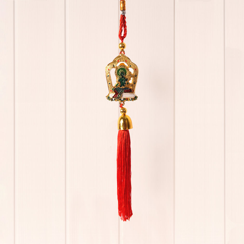 Lord Ganesha Wall Hanging with Bell & Red Tassel – Lucky Entrance Hanging for Home, Vastu & Spiritual Décor
