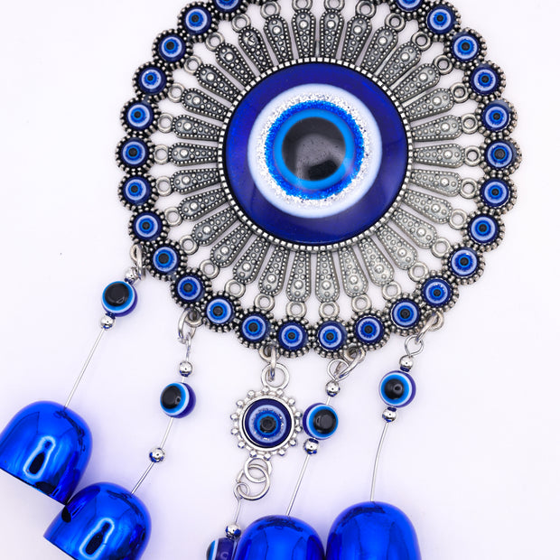 Handcrafted Evil Eye Wall Hanging with Bells | Nazar Protection Decorative Hanging for Home Entrance