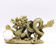 Golden Feng Shui Dragon Statue with Crystal Ball | Lucky Dragon Showpiece for Home & Office Decor