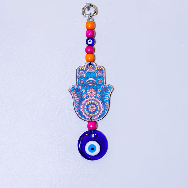 Colorful Elephant Evil Eye Hanging with Bells | Handmade Nazar Protection Decor | Lucky Feng Shui Wall Hanging
