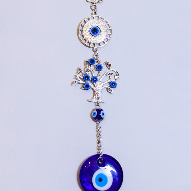 Tree of Life Evil Eye Hanging for Home Decor | Blue Nazar Protection Wall Hanging | Lucky Feng Shui Charm