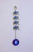 Handmade Evil Eye Elephant Hanging for Home & Car | Blue Nazar Protection Wall Decor | Feng Shui Lucky Charm