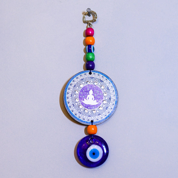 Evil Eye Buddha Wall Hanging for Home Protection | Spiritual Nazar Décor Hanging with Colorful Beads | Feng Shui & Vastu Decorative Charm