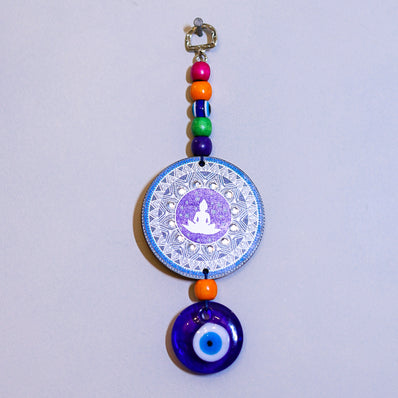 Evil Eye Buddha Wall Hanging for Home Protection | Spiritual Nazar Décor Hanging with Colorful Beads | Feng Shui & Vastu Decorative Charm