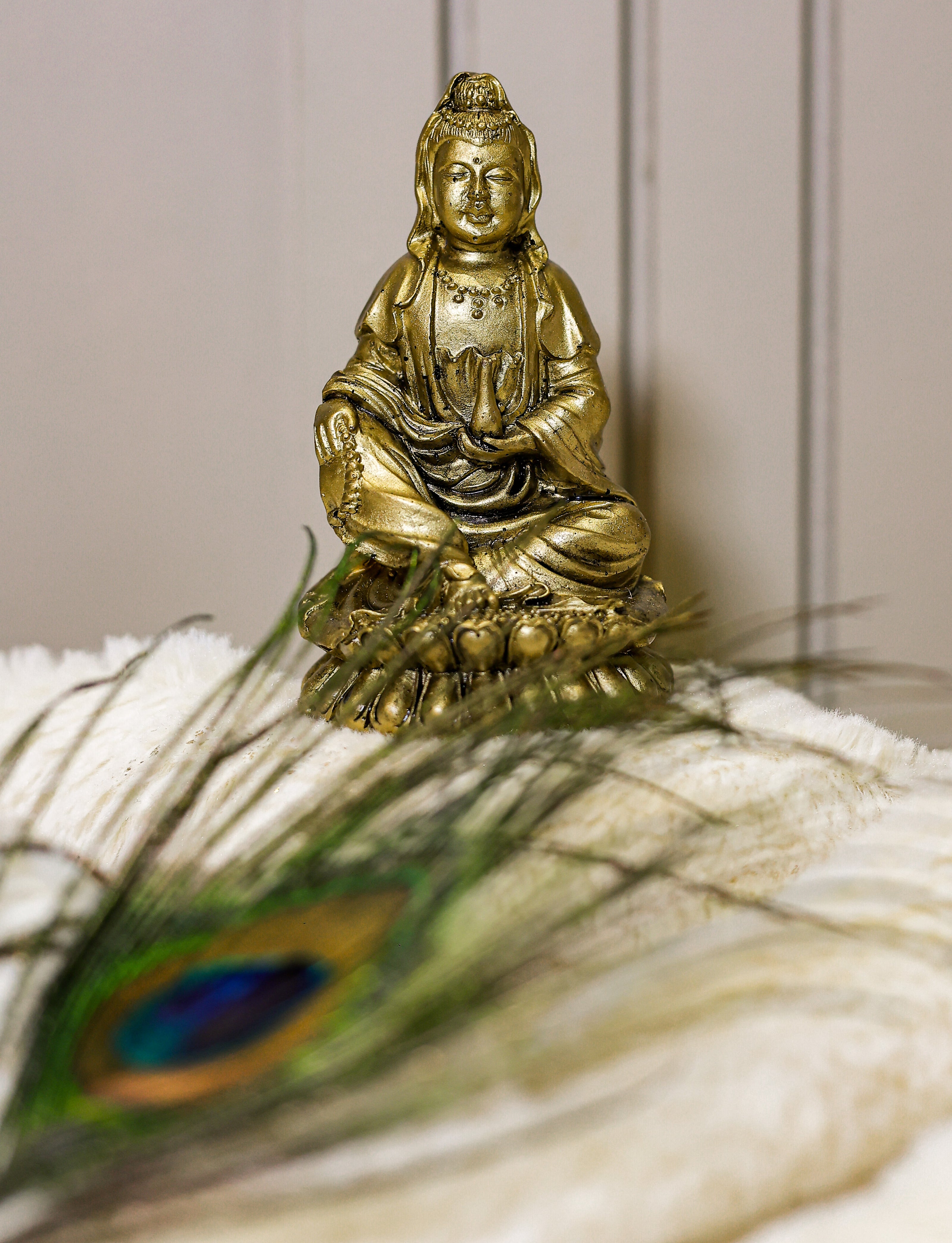 Meditating Buddha Idol Showpiece for Home Décor | Antique Golden Buddha Statue for Peace & Positivity | Spiritual Decorative Gift Item