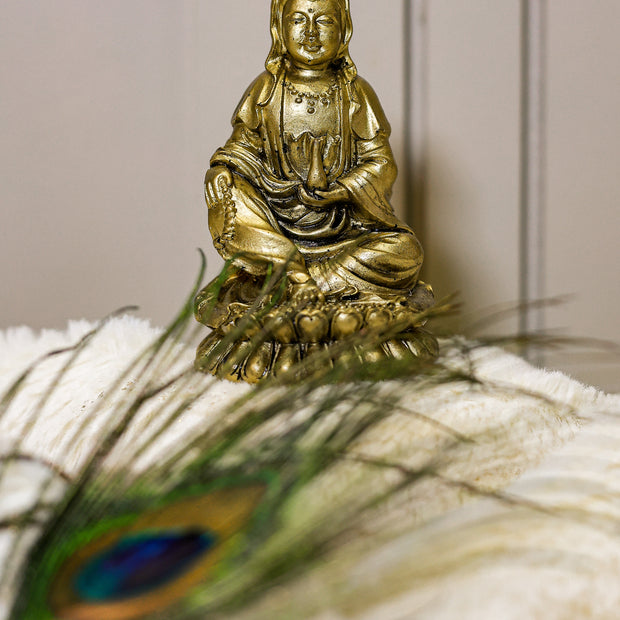 Meditating Buddha Idol Showpiece for Home Décor | Antique Golden Buddha Statue for Peace & Positivity | Spiritual Decorative Gift Item