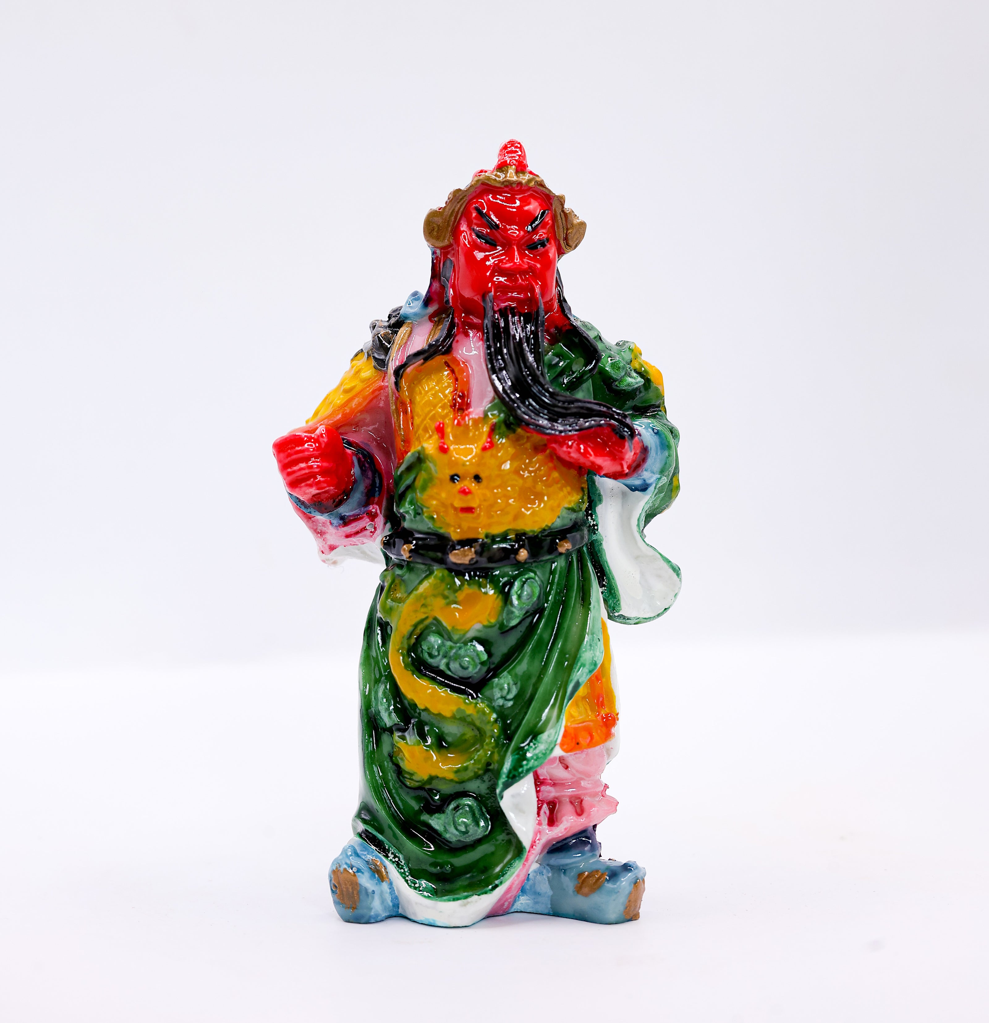 Chinese Warrior God Statue – Guan Yu Idol Resin Showpiece | Feng Shui Protection Decor & Gift Item