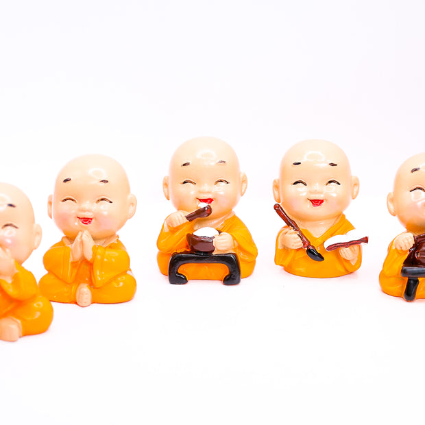 Set of 4 Cute Monk Buddha Figurines | See No Evil Hear No Evil Speak No Evil Decorative Showpieces for Home & Office