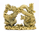 Golden Feng Shui Dragon & Phoenix Statue | Symbol of Harmony, Success & Prosperity for Home Decor