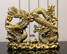 Golden Feng Shui Dragon & Phoenix Statue | Symbol of Harmony, Success & Prosperity for Home Decor