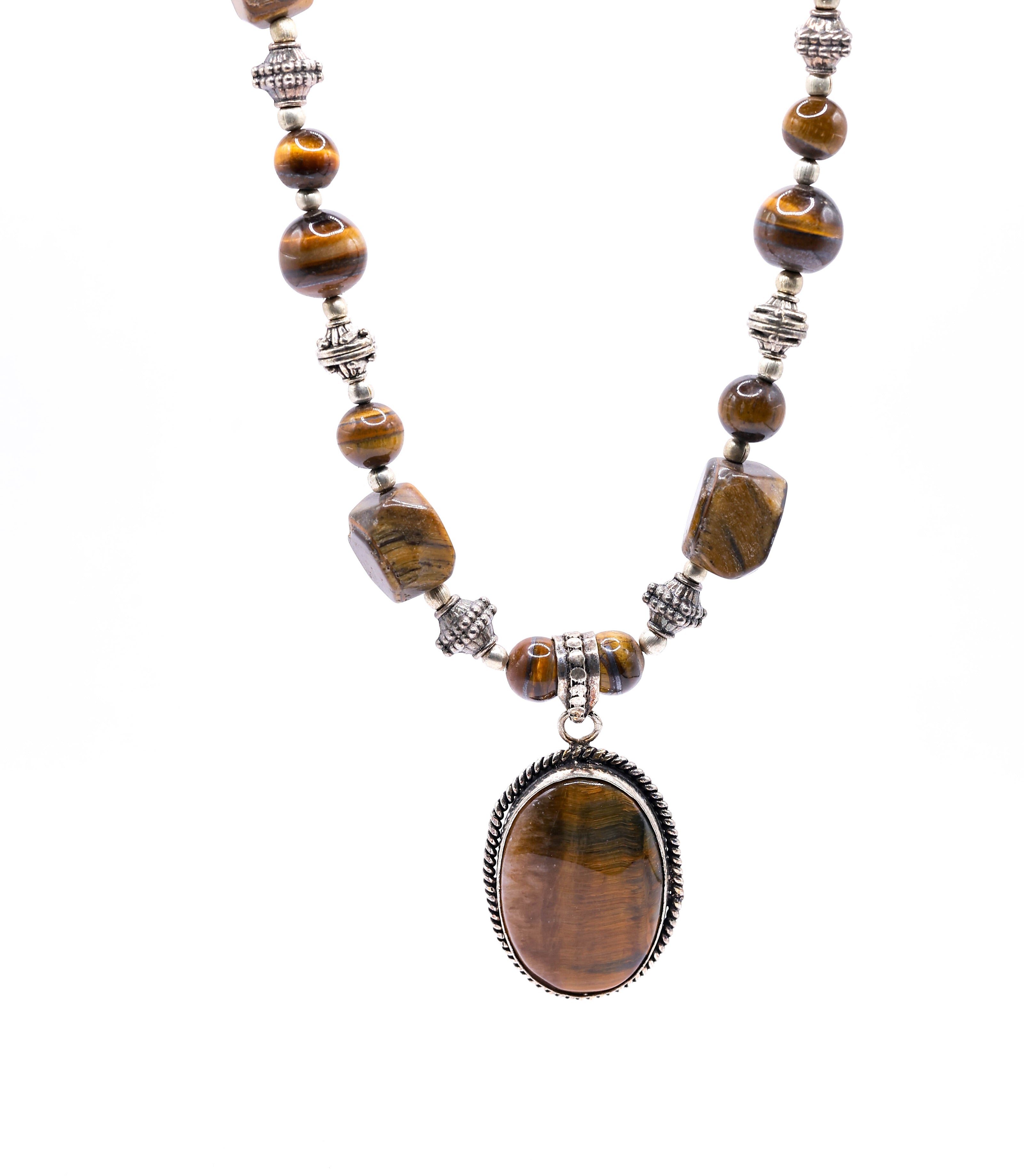 Tiger Eye Stone Pendant Necklace for Men & Women | Natural Healing Crystal Necklace | Handmade Spiritual Jewelry