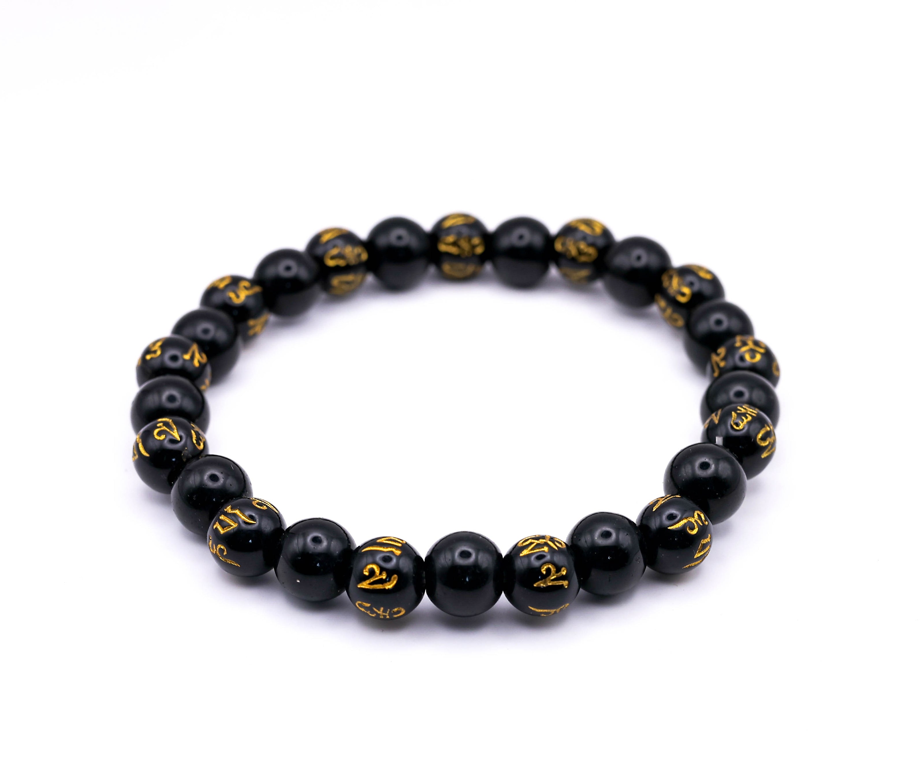 Black Tibetan Om Bracelet | Spiritual Mantra Beaded Bracelet for Men & Women | Stylish Meditation & Healing Bracelet