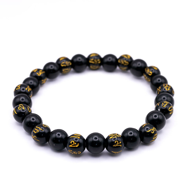 Black Tibetan Om Bracelet | Spiritual Mantra Beaded Bracelet for Men & Women | Stylish Meditation & Healing Bracelet
