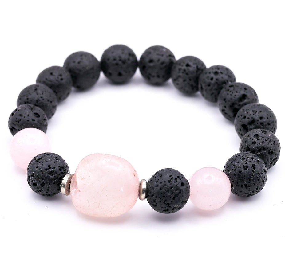 Black Lava Stone Bracelet with Purple Natural Stone Beads | Adjustable Healing Bracelet for Men & Women | Stylish Energy Bracelet