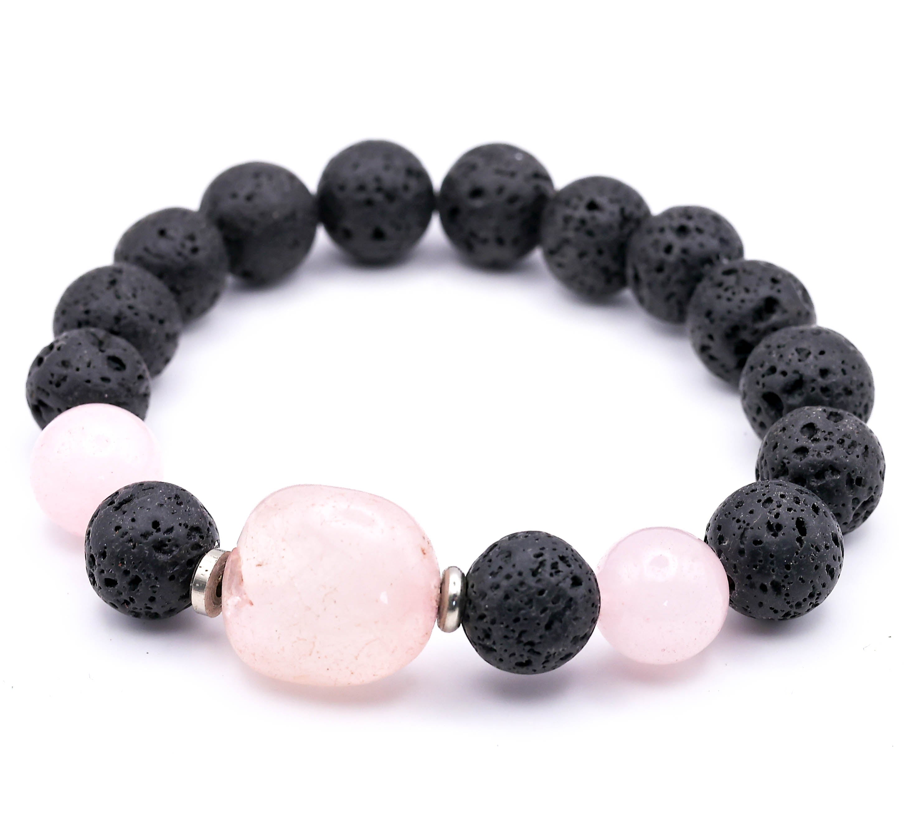 Black Lava Stone Bracelet with Purple Natural Stone Beads | Adjustable Healing Bracelet for Men & Women | Stylish Energy Bracelet