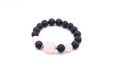 Black Lava Stone Bracelet with Purple Natural Stone Beads | Adjustable Healing Bracelet for Men & Women | Stylish Energy Bracelet