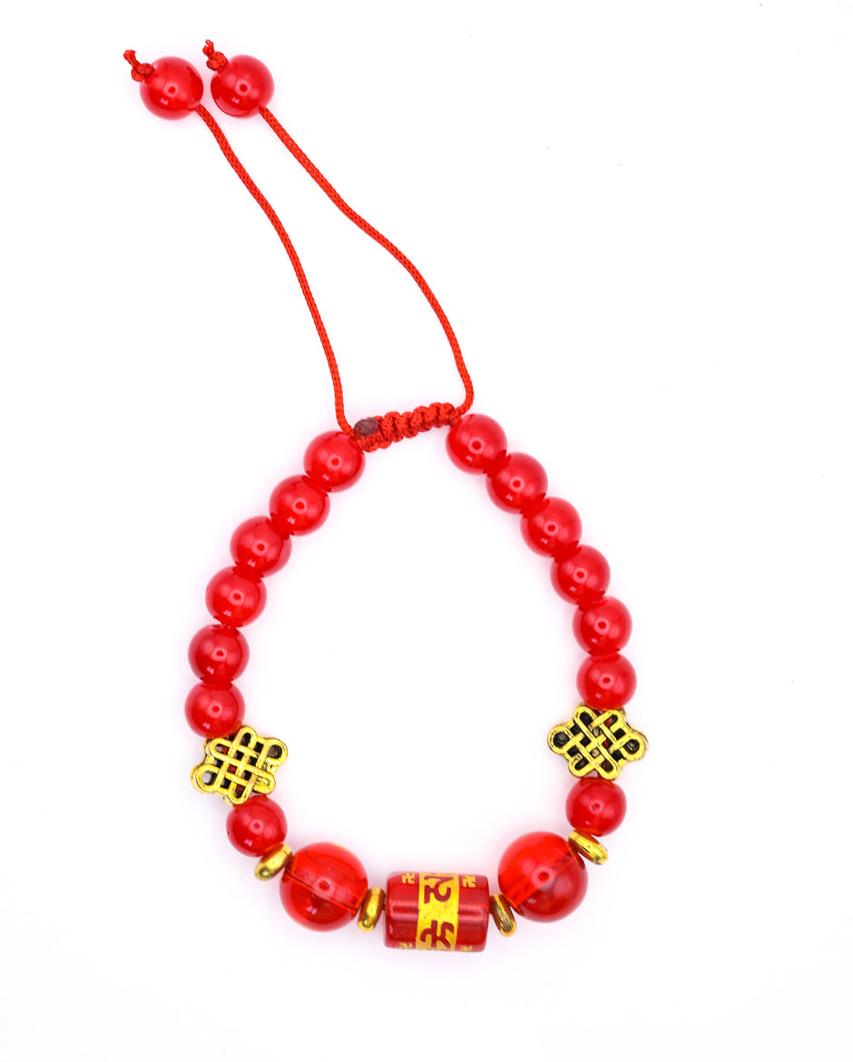 Red Om Mani Padme Hum Lucky Bracelet for Men and Women  – Protection, Good Fortune & Positive Energy