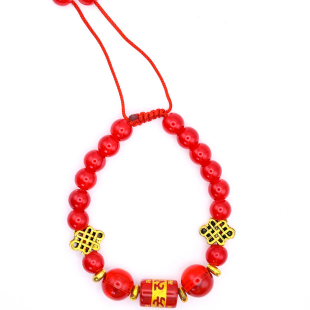 Red Om Mani Padme Hum Lucky Bracelet for Men and Women  – Protection, Good Fortune & Positive Energy