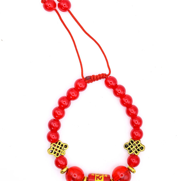 Red Om Mani Padme Hum Lucky Bracelet for Men and Women  – Protection, Good Fortune & Positive Energy